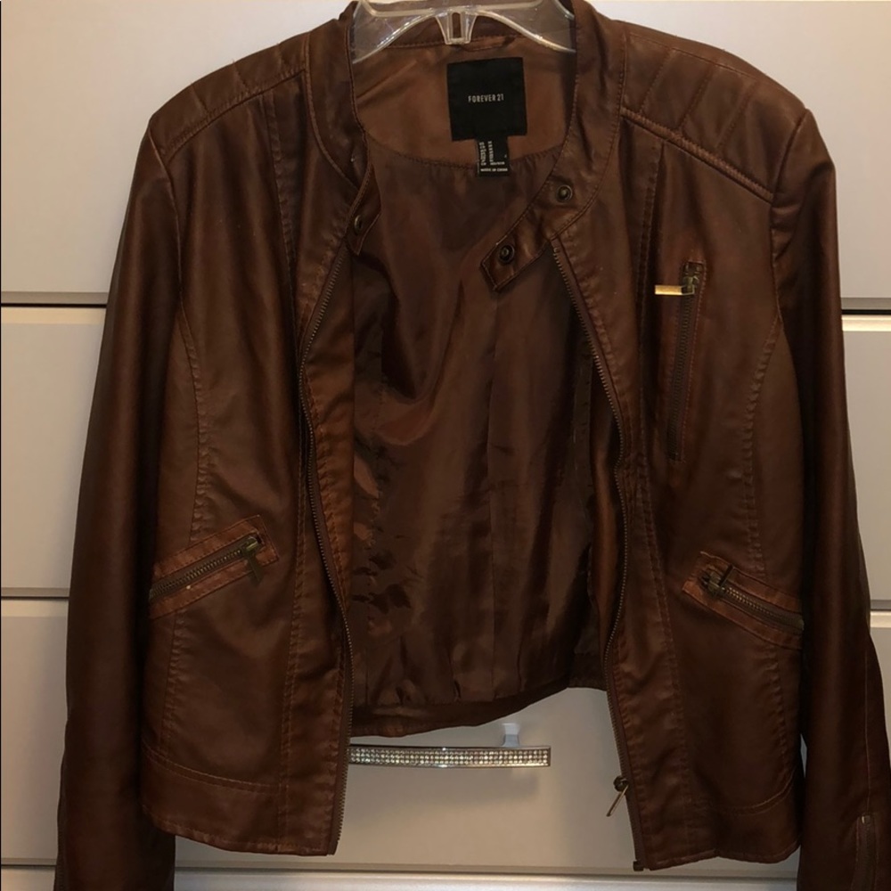 Brown leather jacket